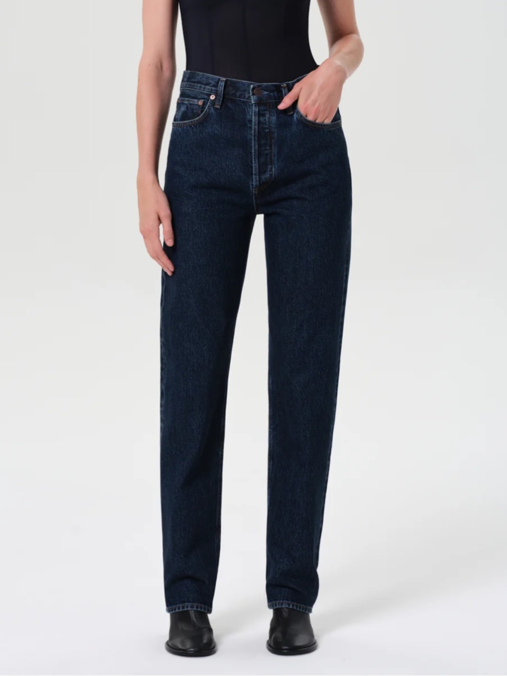 Agolde 90s Pinch Waist High Rise Straight Long Jeans in Pendulum NWT